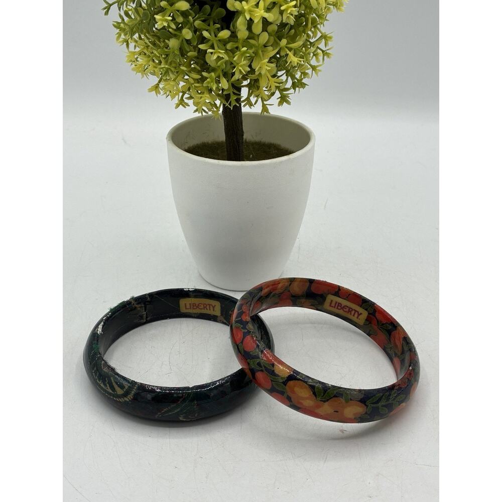 Liberty of London Fabric Bangle Bracelet Lot 2 Floral Fruit Print AS-IS Wear